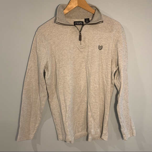 Chaps Grey 3/4 Zip Sweater - Picture 1 of 3